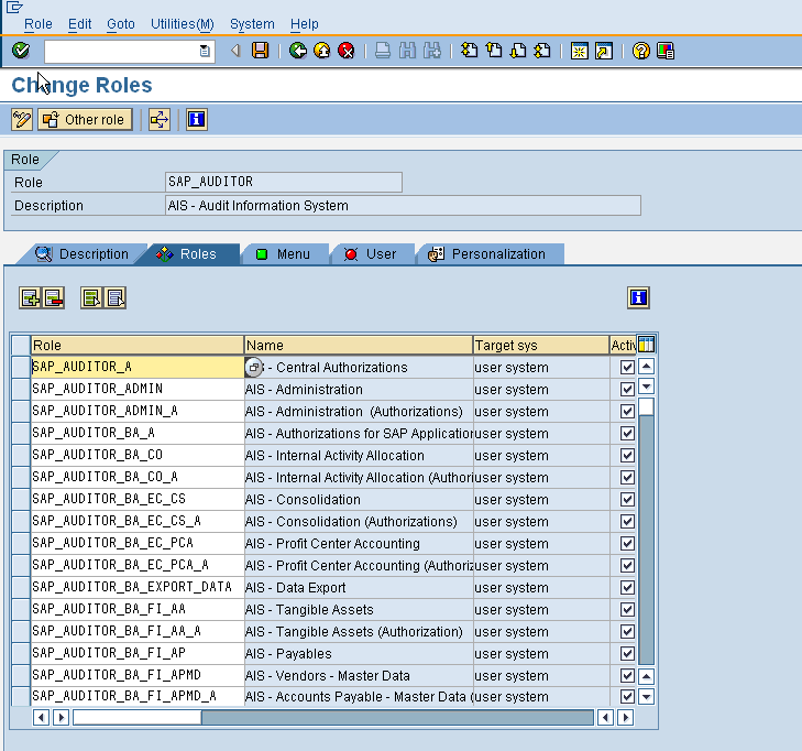 role assignment table sap